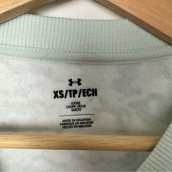 UA Rival Fleece Camo Crew Neck Mint Green White Under Armour Boxy Sweatshirt XS - Picture 11 of 14